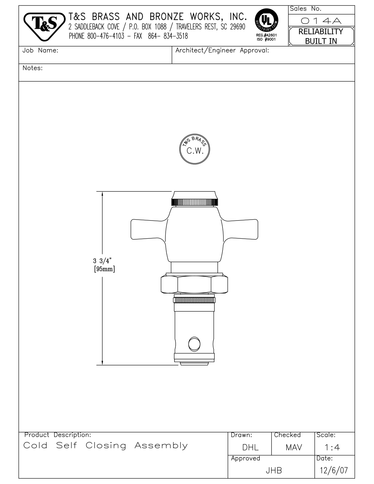 T&S Brass 014A User Manual - ManualMachine.com