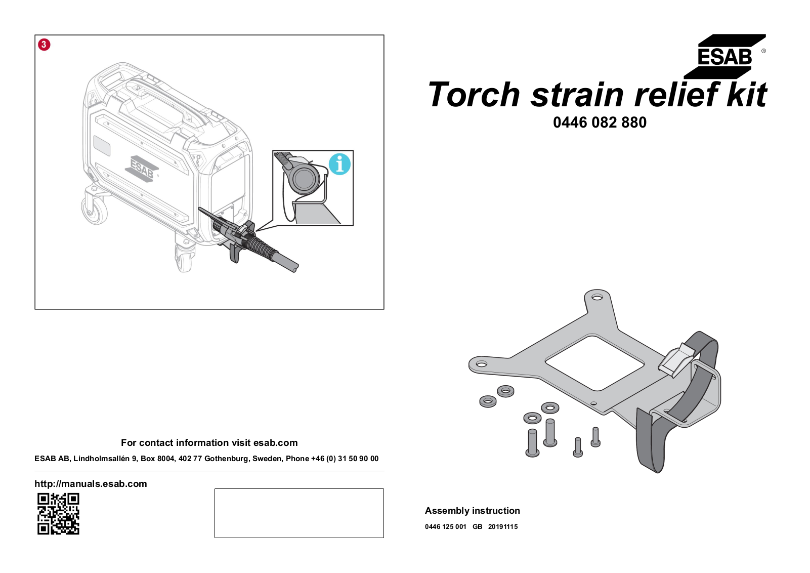 ESAB Torch strain relief kit Assembly instruction