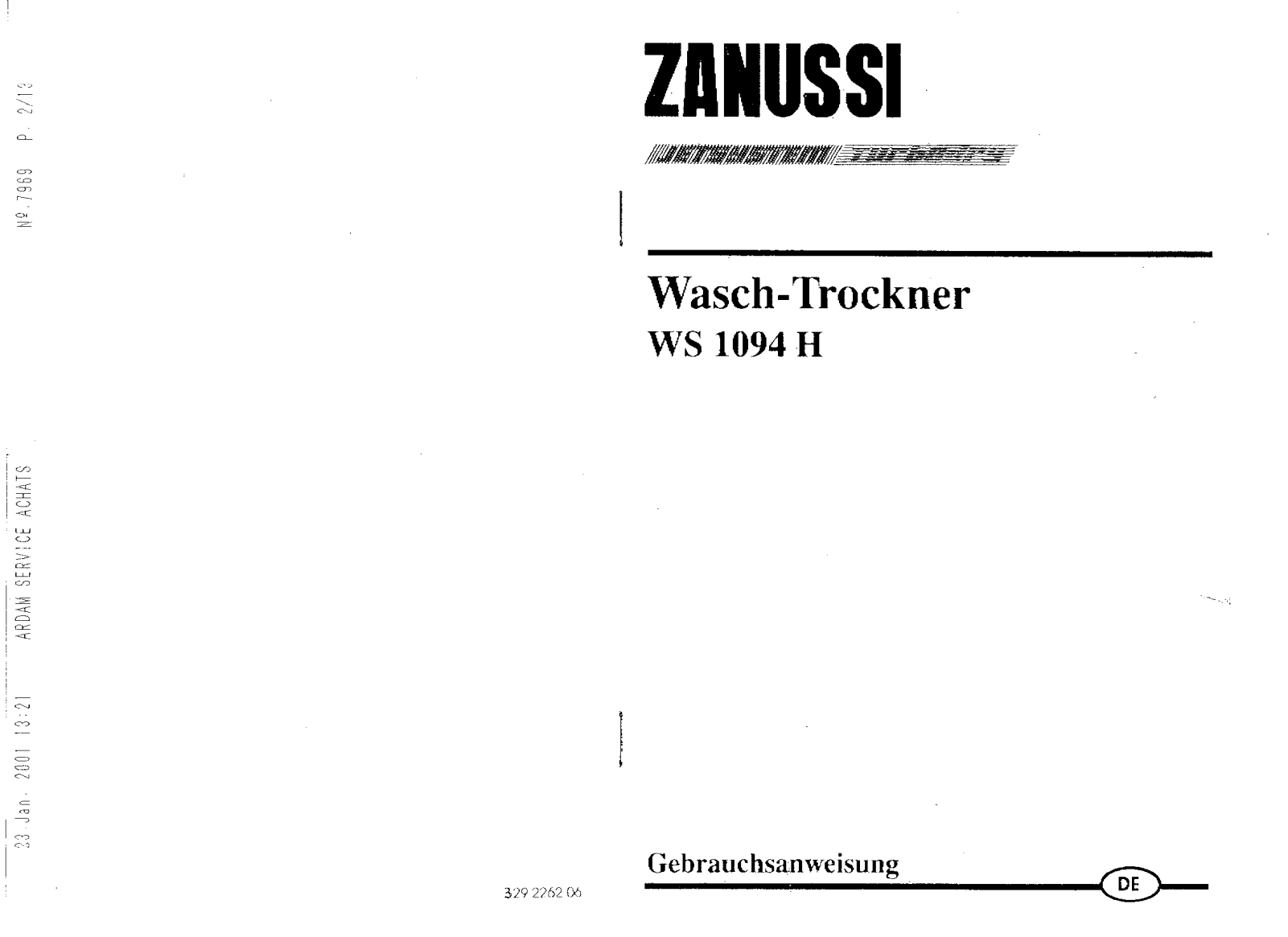 Zanussi WS1094H User Manual