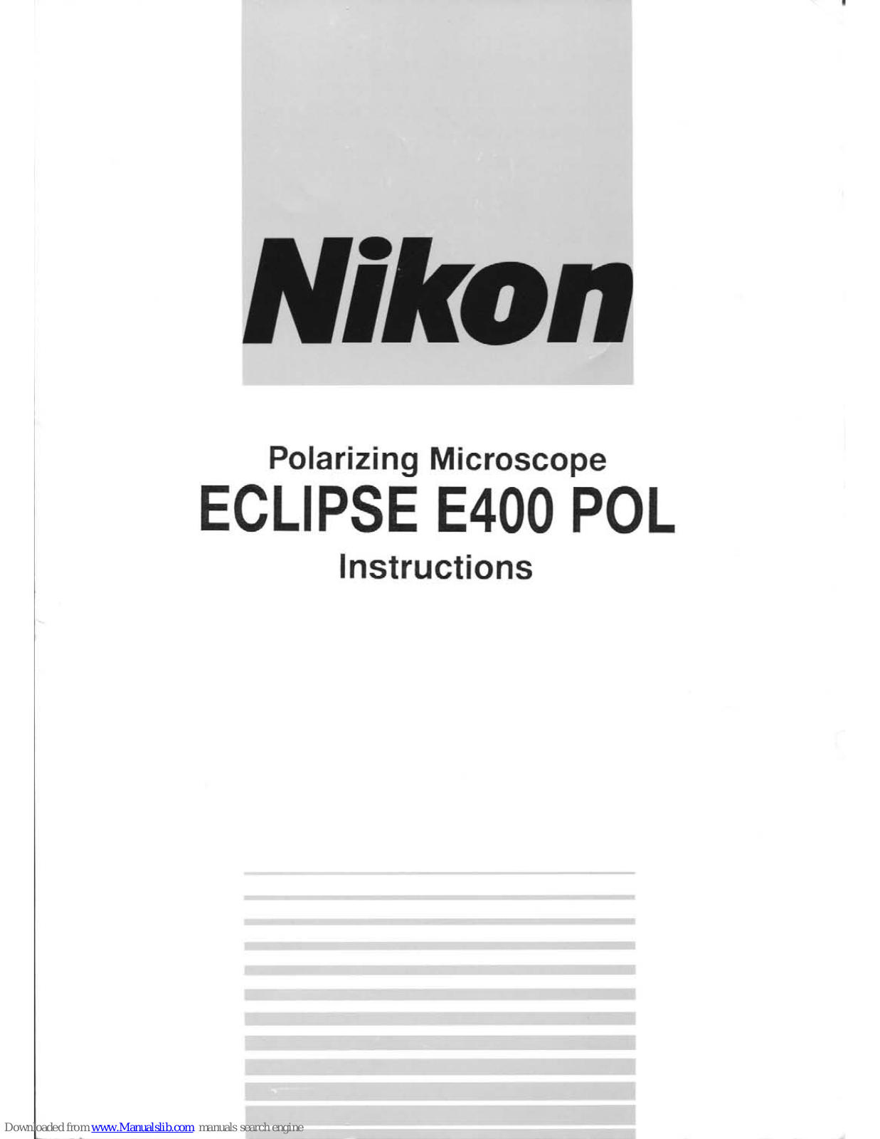 Nikon Eclipse E400 POL Instructions Manual