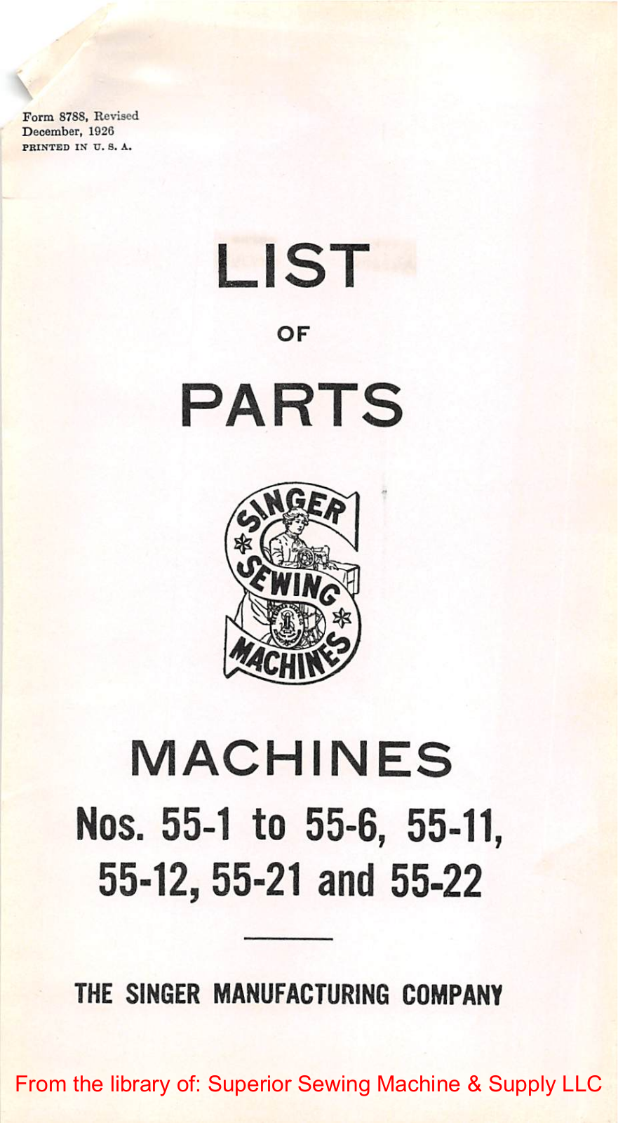 Singer 55-1, 55-2, 55-3, 55-4, 55-5 User Manual - ManualMachine.com