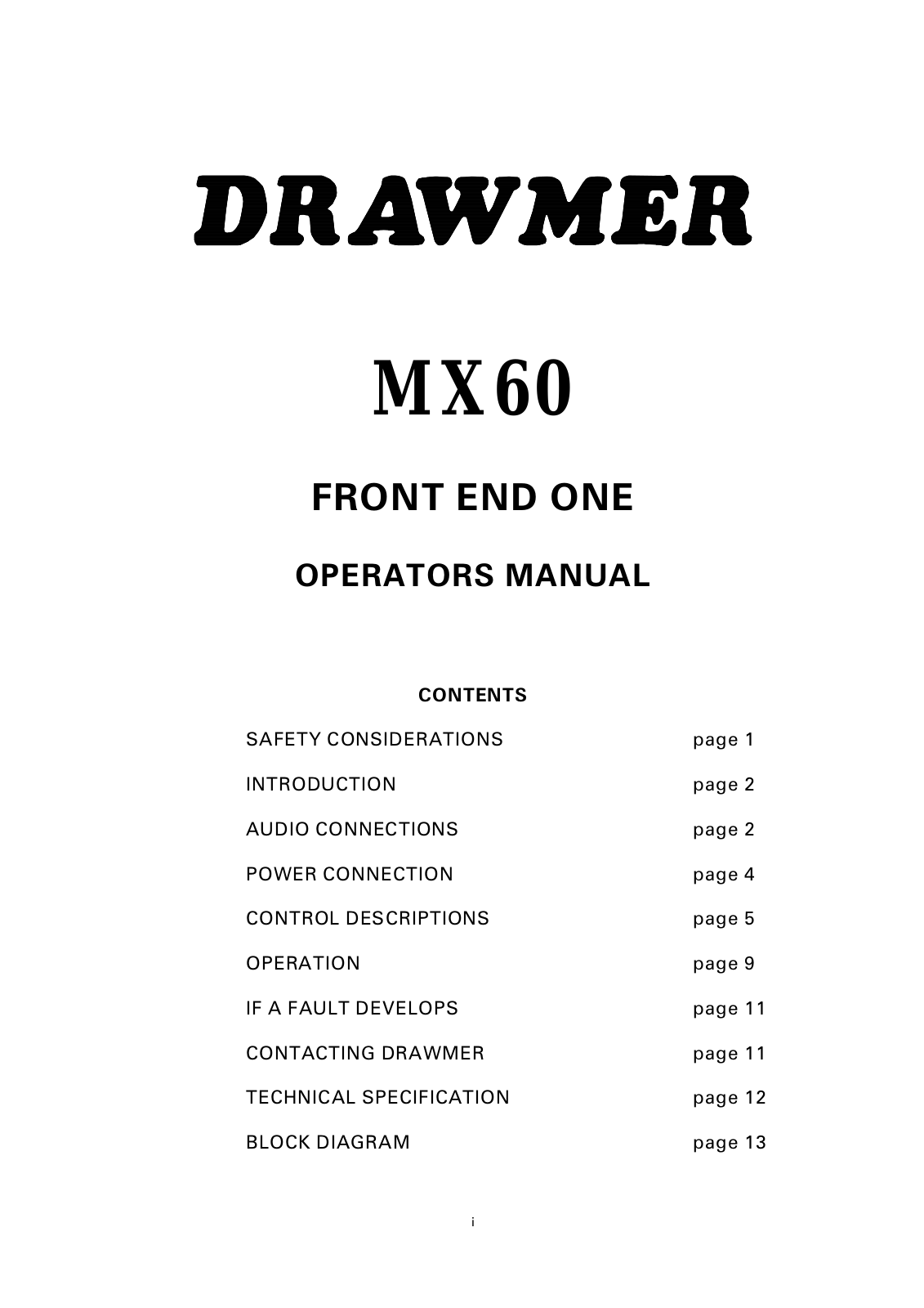 Drawmer MX60 User Manual