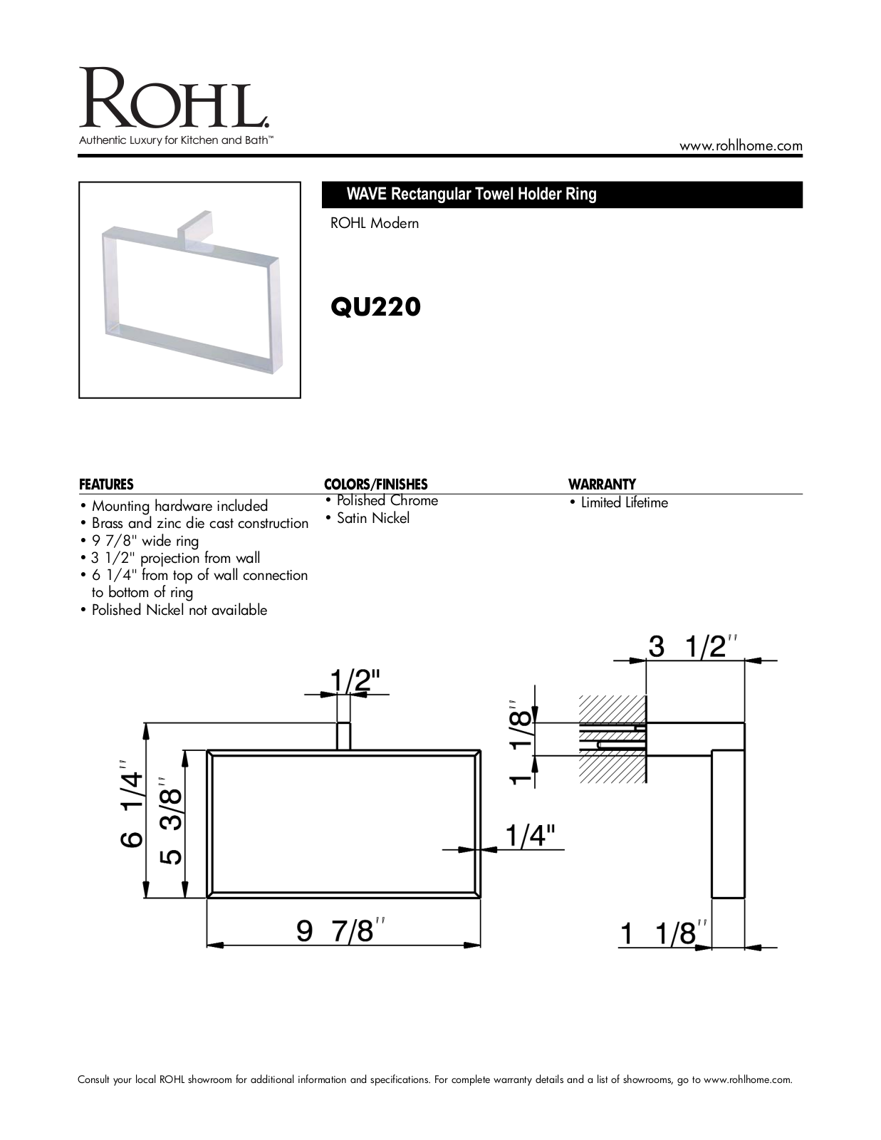 Rohl QU220STN User Manual