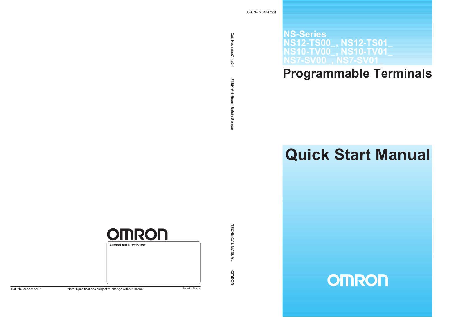 Omron NS12-TS00, NS12-TS01, NS8-SV00, NS series, NS8-SV01 QUICK START Manual