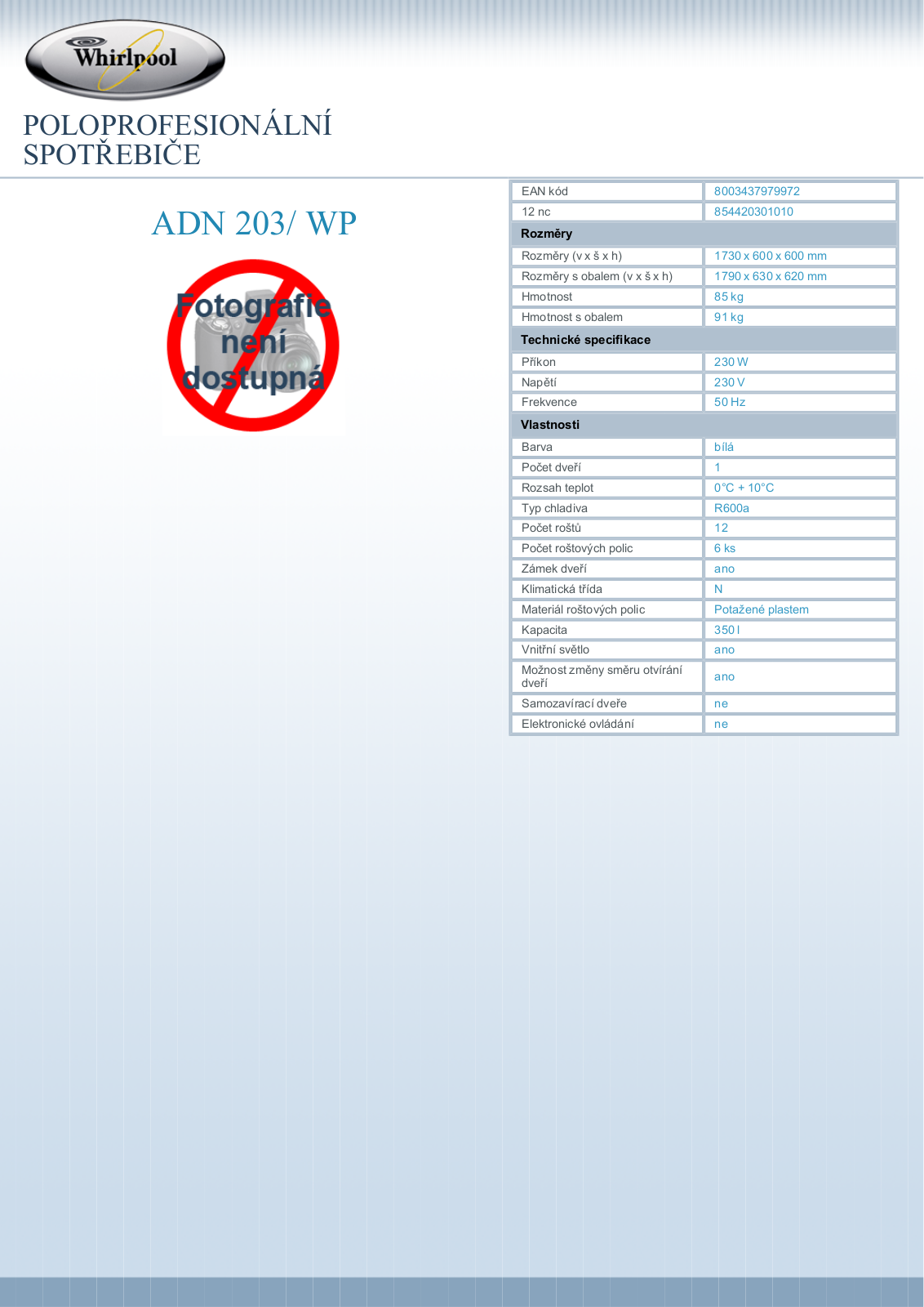 Whirlpool ADN 203-WP User Manual