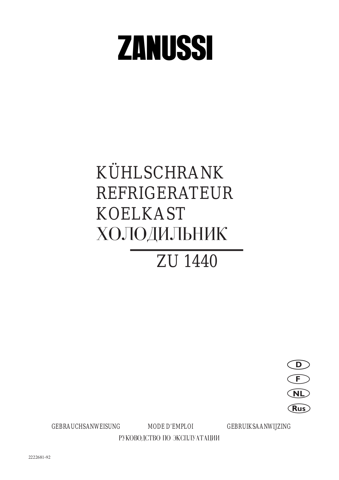 Zanussi ZU1440 User Manual