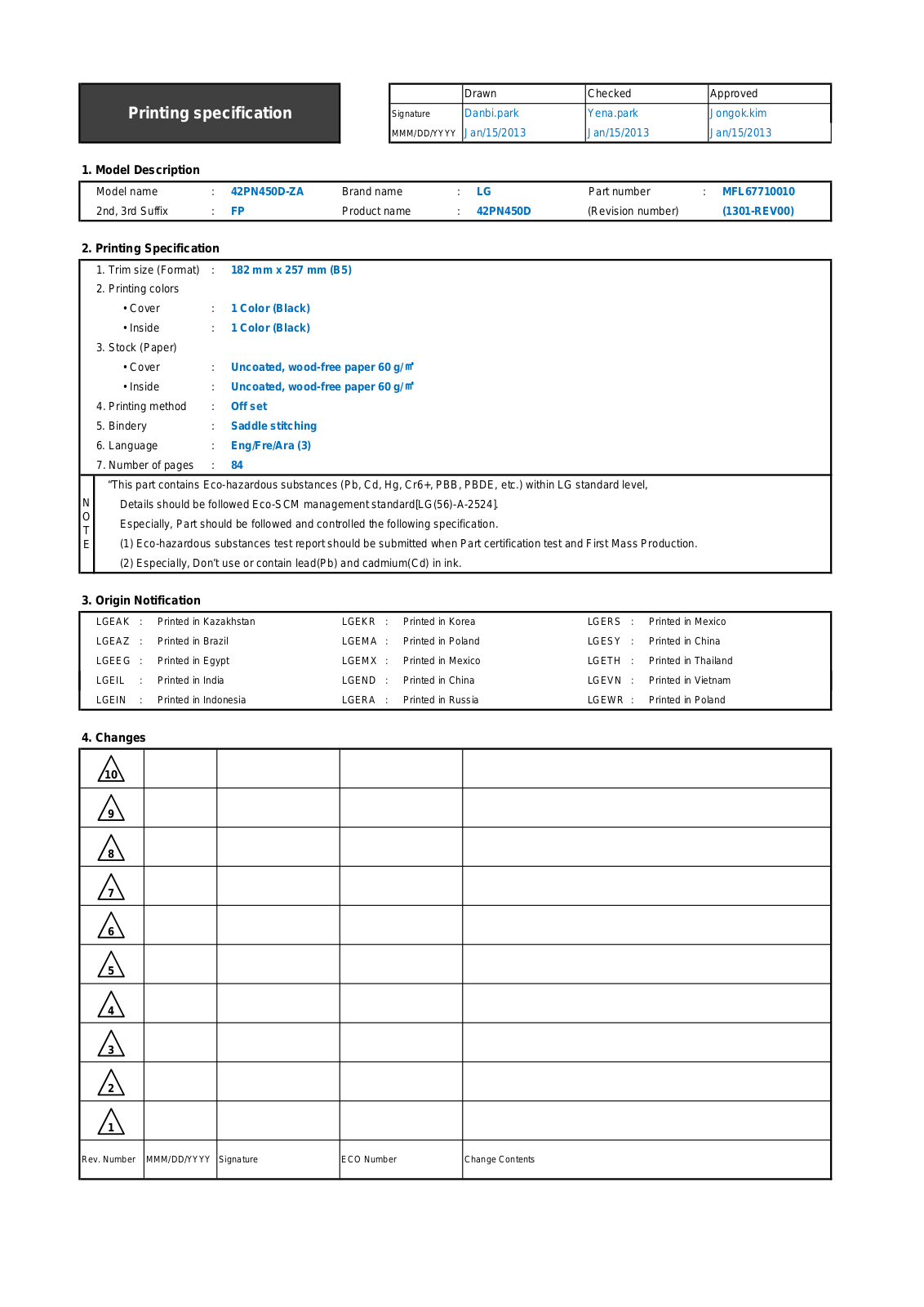 LG 60PN6500 Owner’s Manual