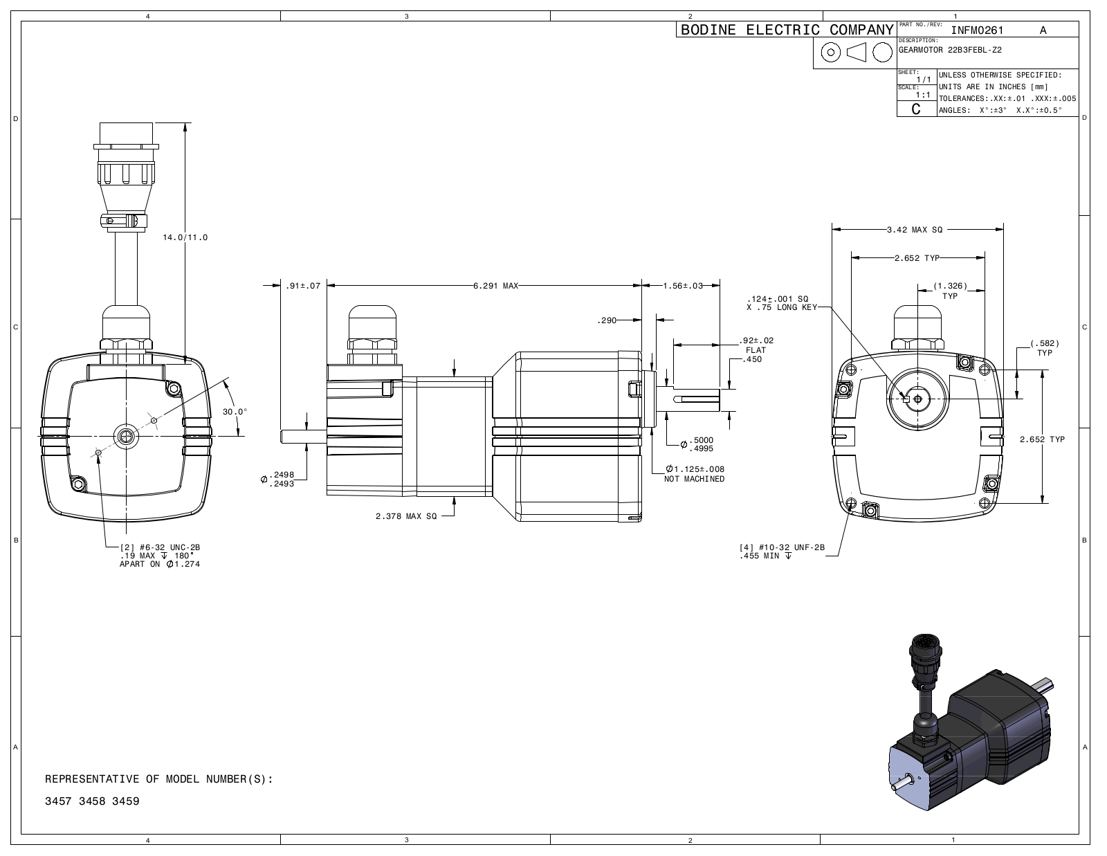 Bodine 3457, 3458, 3459 Reference Drawing