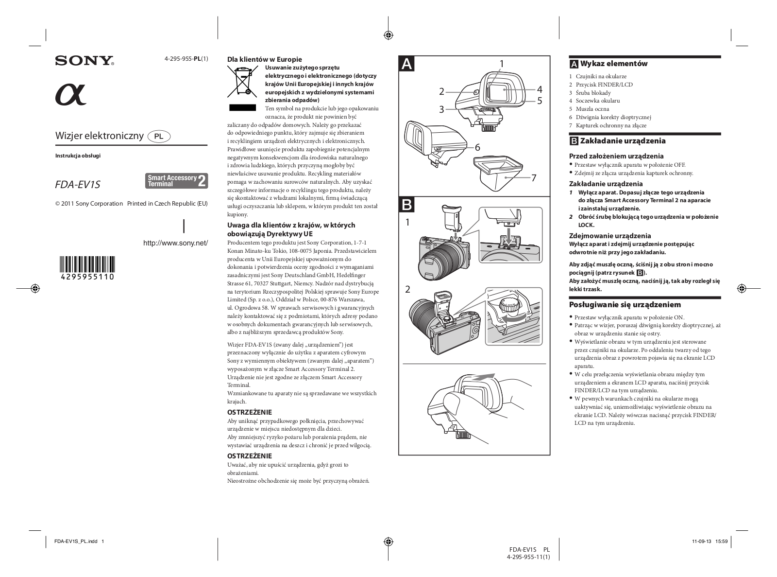 Sony FDA-EV1S User Manual