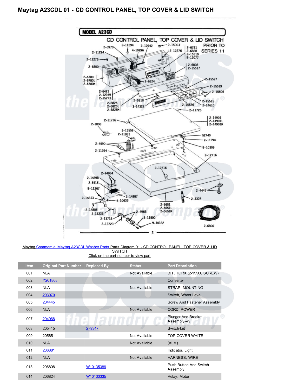 Maytag A23CDL Parts Diagram