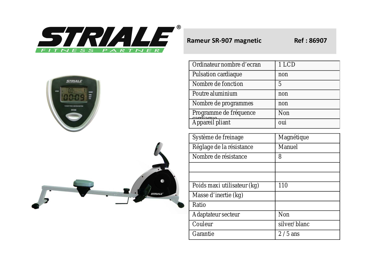 CARE FITNESS RAMEUR SR-907 MAGNETIC User Manual