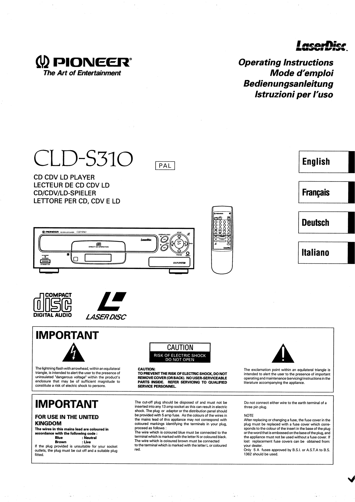 Pioneer CLD-S310 Manual