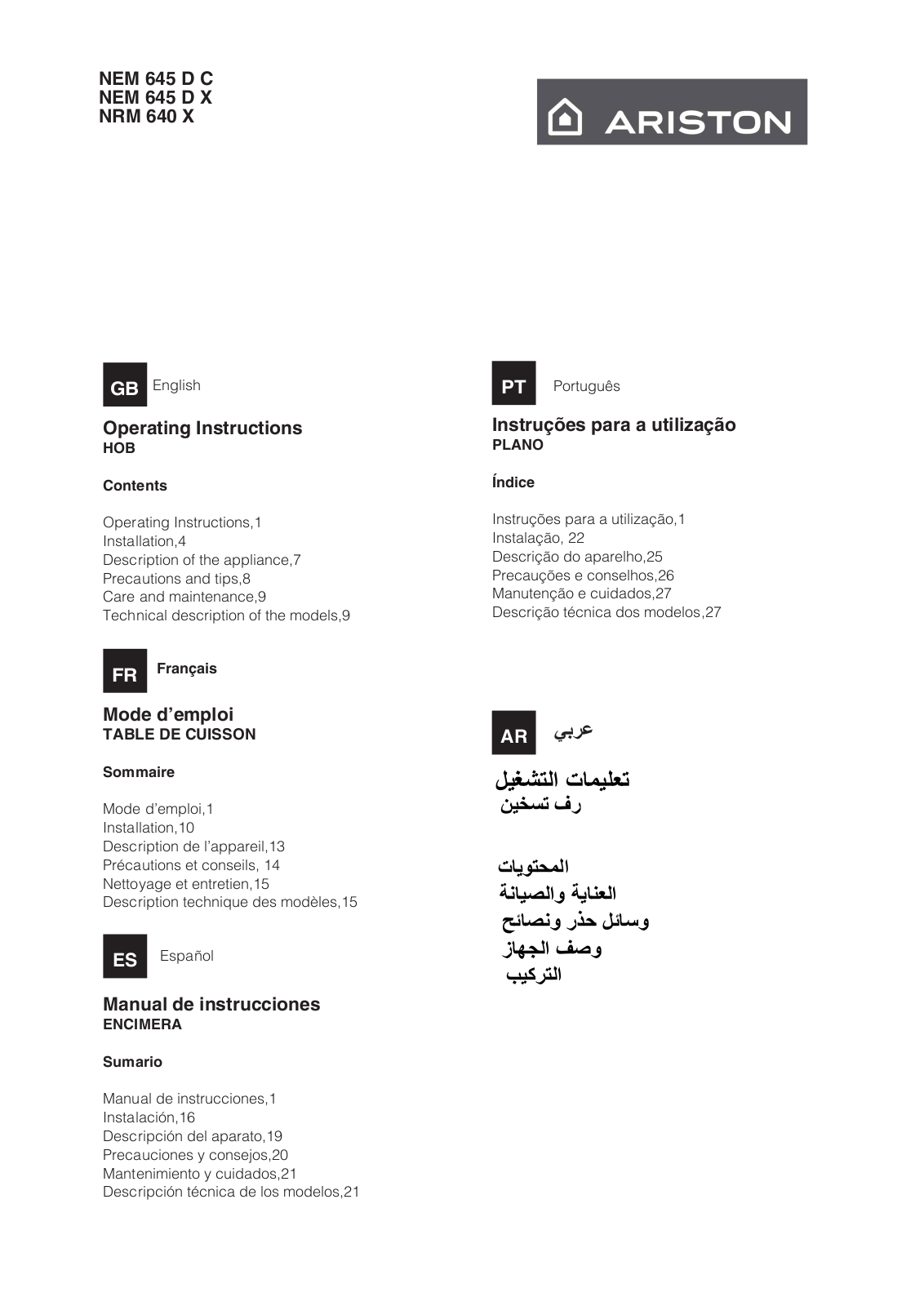 Hotpoint Ariston NRM 640 X User Manual