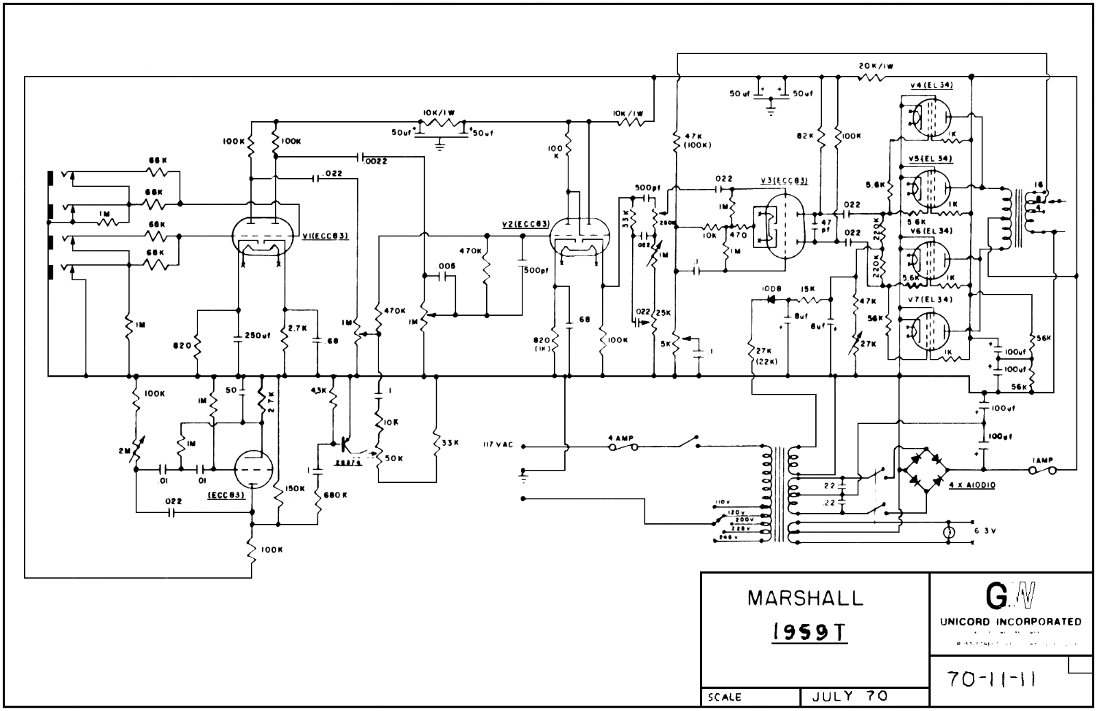 Marshall 1959T Schematic