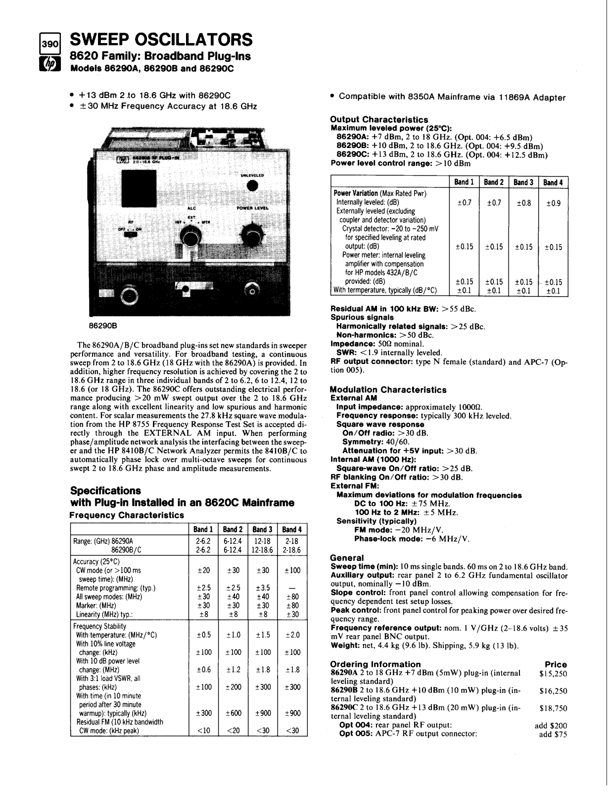 HP 86290a, 86290b, 86290c catalog