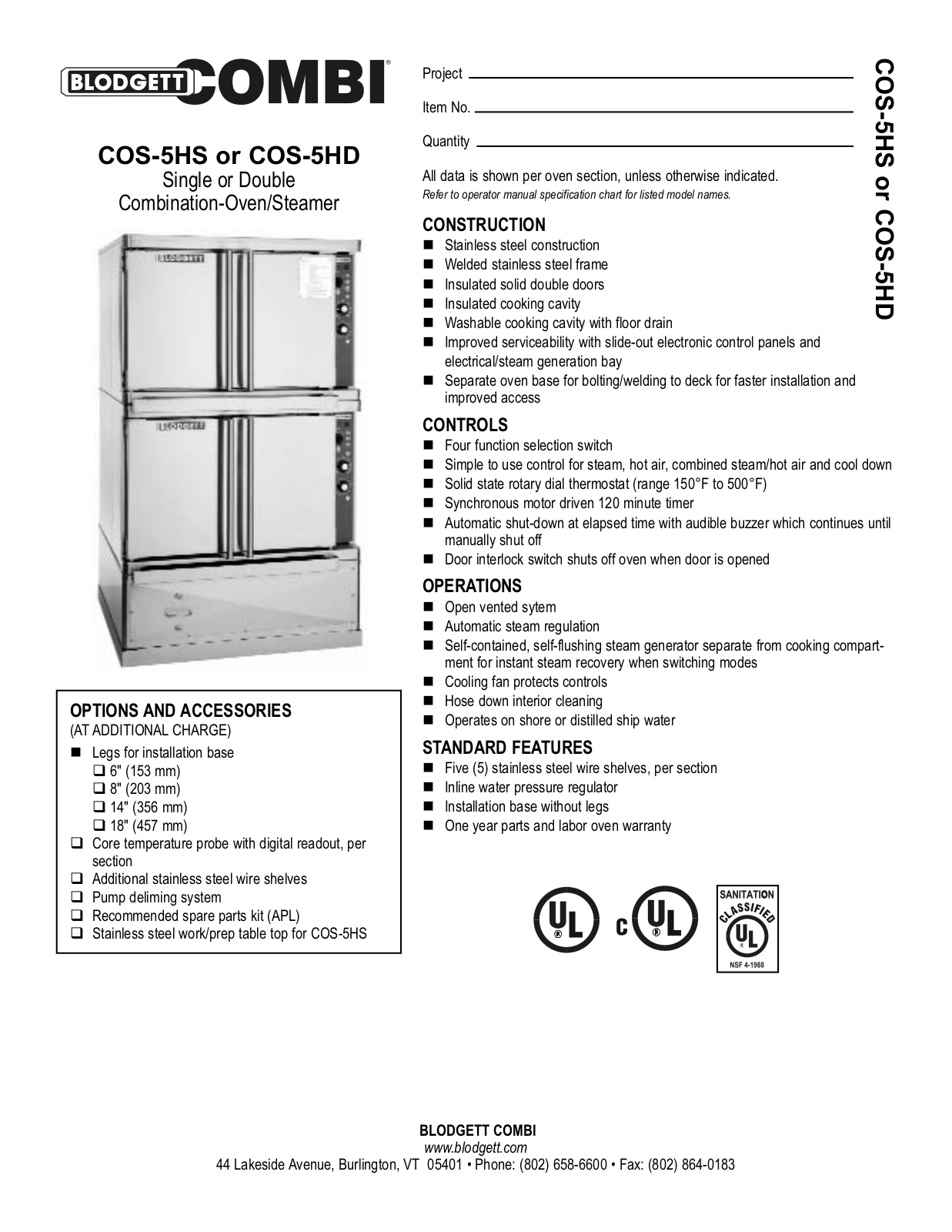 Blodgett COS-5HD User Manual