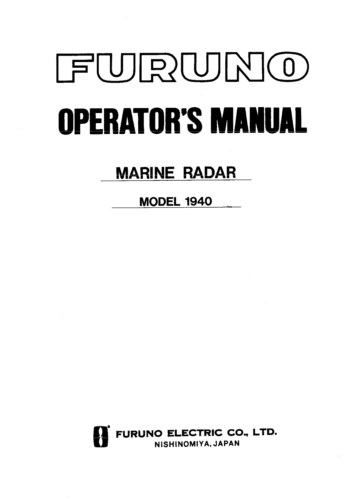 Furuno 1940 User Manual