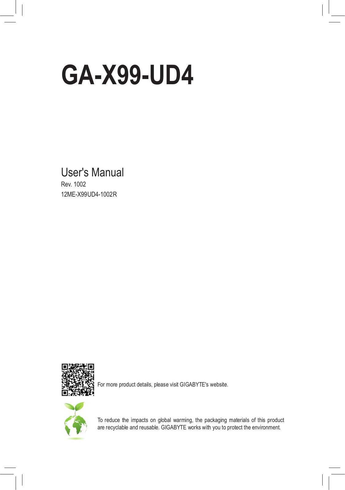 Gigabyte GA-X99-UD4 User Manual