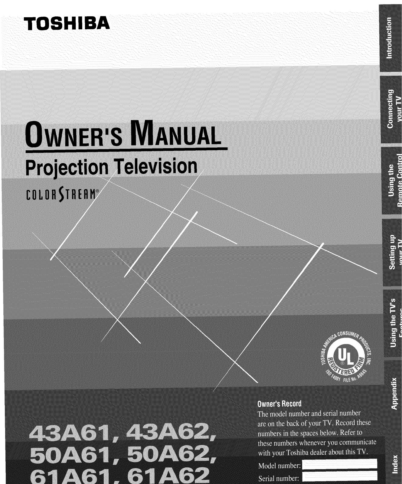 Toshiba 61A61, 50A62, 50A61, 43A62, 43A61 Owner’s Manual