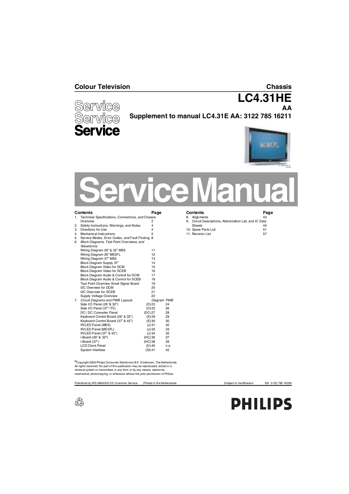 Philips LC4.31HE AA Schematic