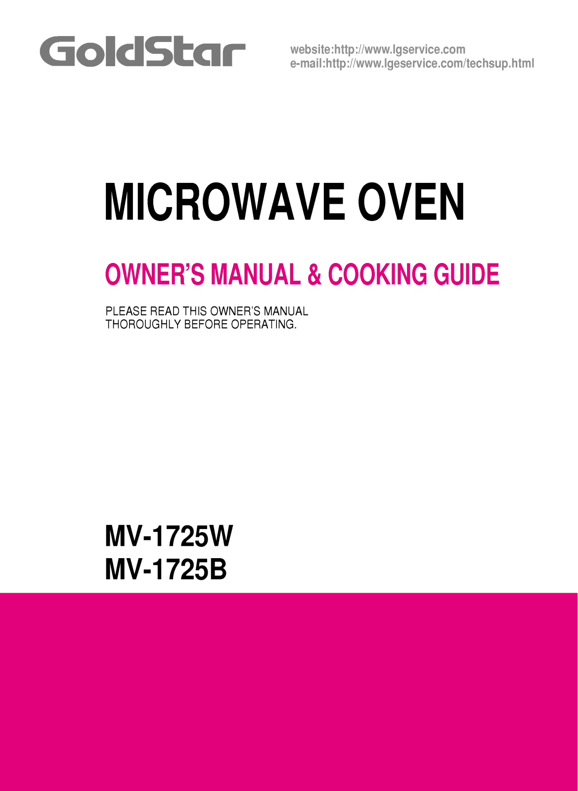 LG MV-1725W User Manual