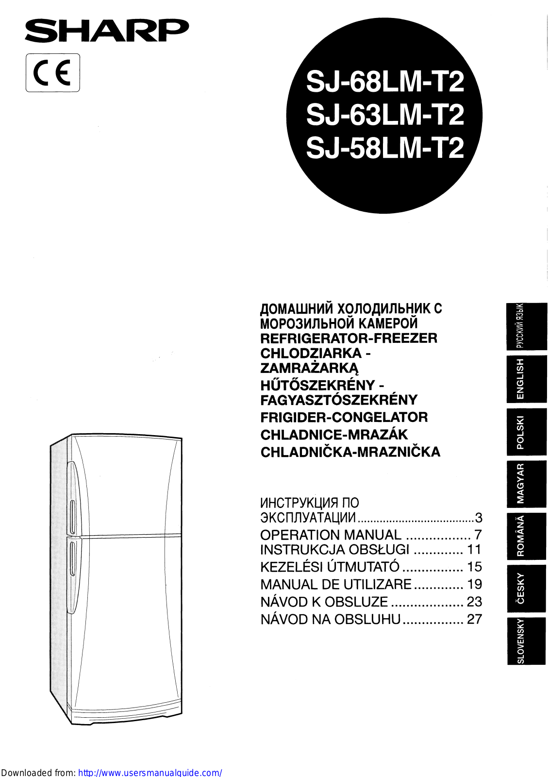 SHARP SJ-68/63/58LM-T2 User Manual