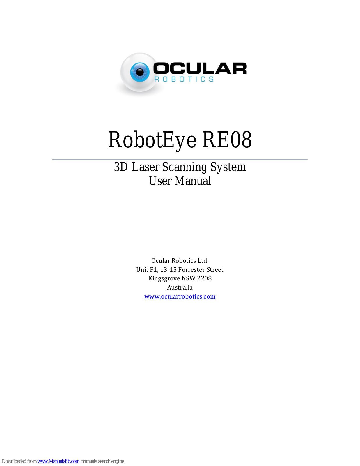 Ocular Robotics RobotEye RE08 User Manual