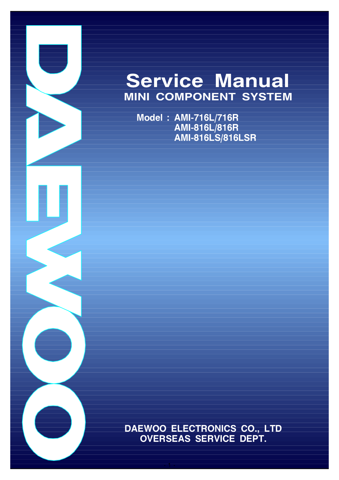 Daewoo AMI-716L, AMI-816L, AMI-816LS Service Manual