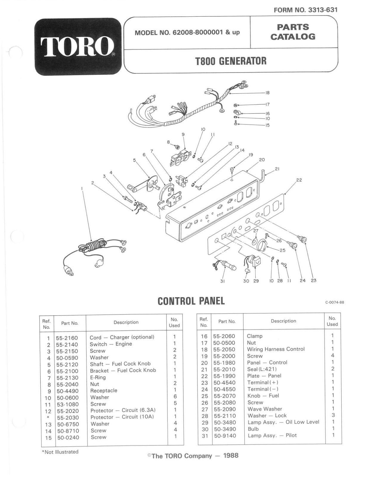 Toro 62008 Parts Catalogue