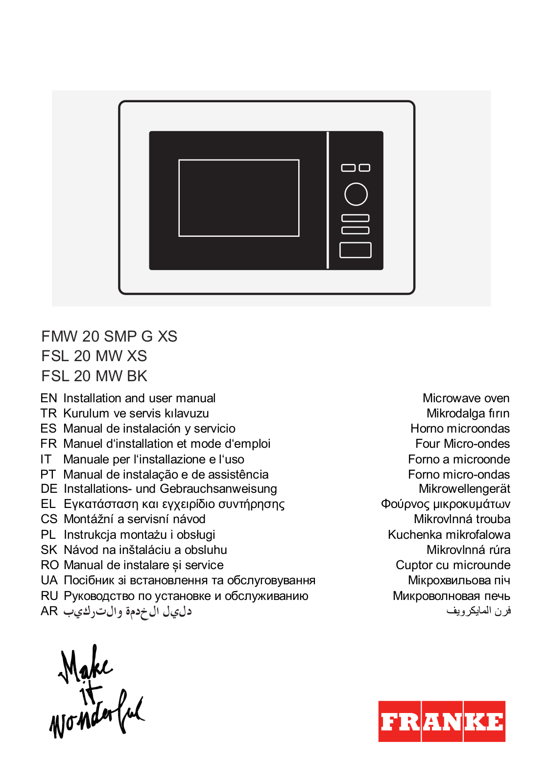 FRANKE FMW 20 SMP G XS, FSL 20 MW XS, FSL 20 MW BK User guide - ManualMachine.com