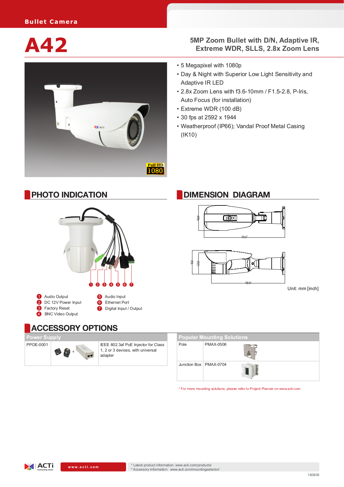 ACTi A42 Specsheet