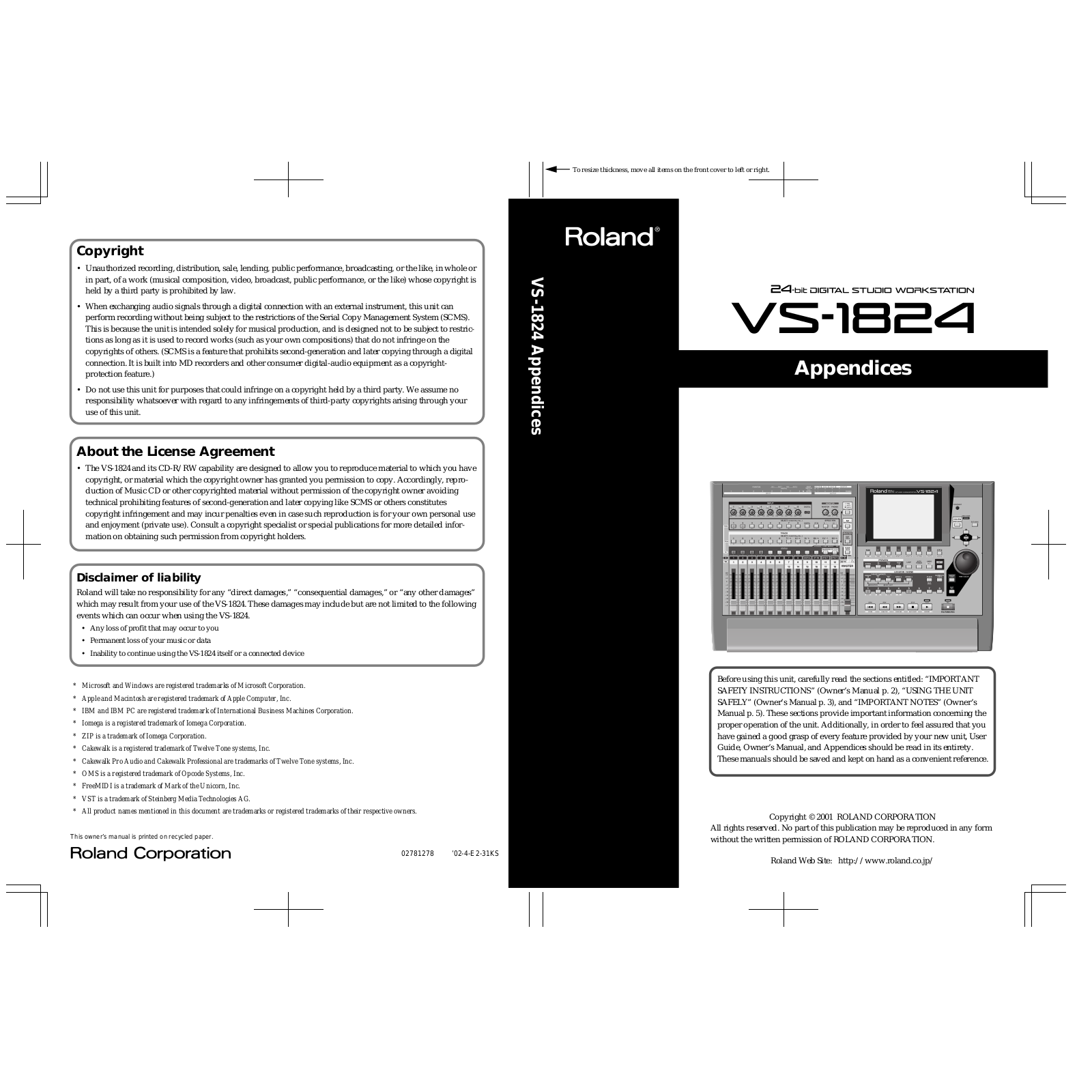 Roland Corporation VS-1824CD Appendices