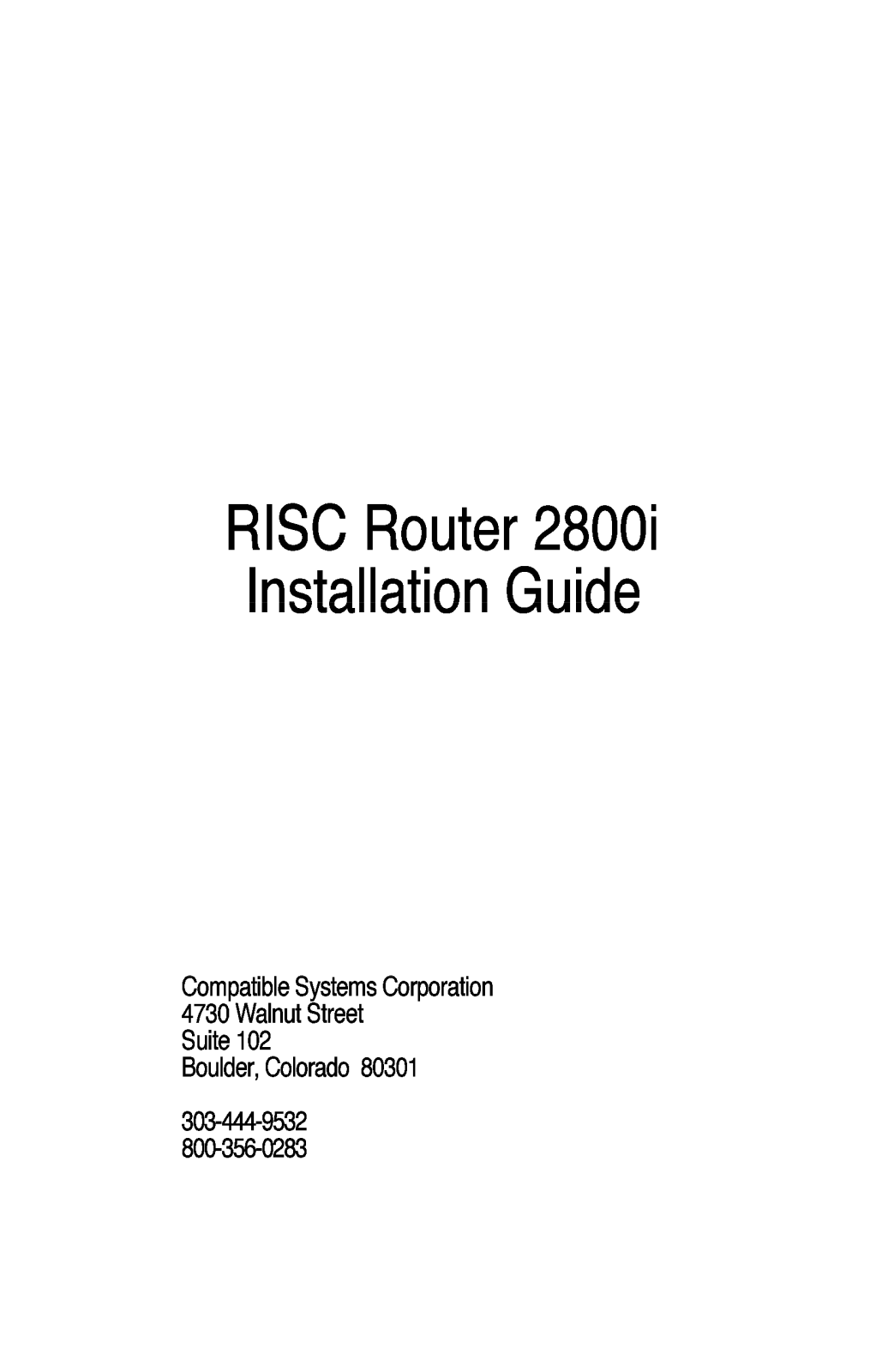 Compatible Systems 2800i User Manual