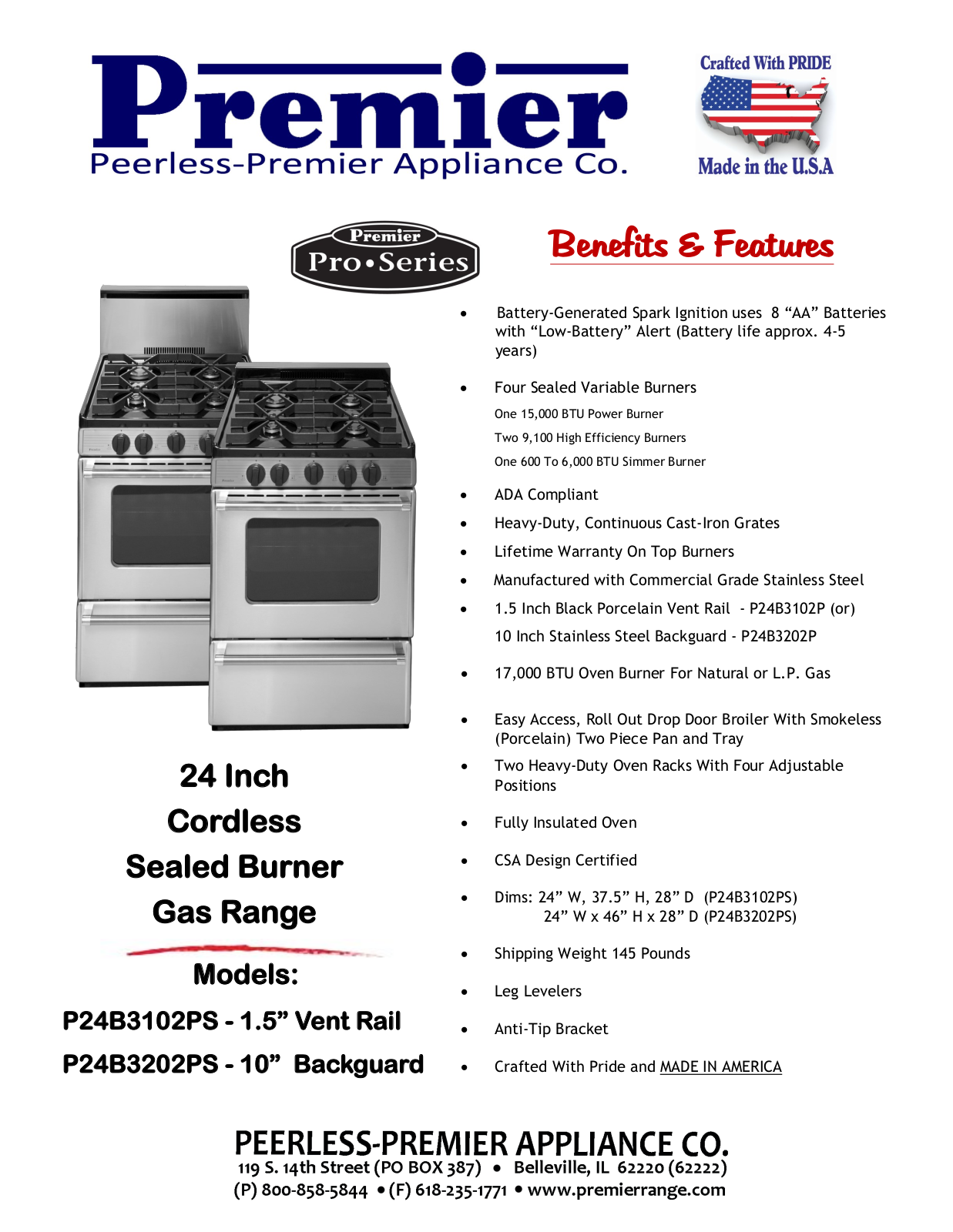 Premier P24B3202PS, P24B3102PS Specifications - ManualMachine.com
