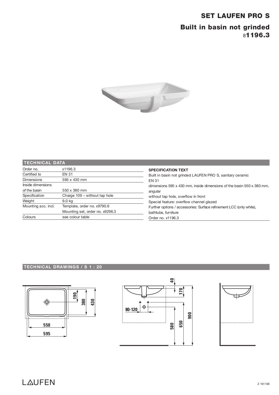 Laufen 8.1196.3 Datasheet - ManualMachine.com