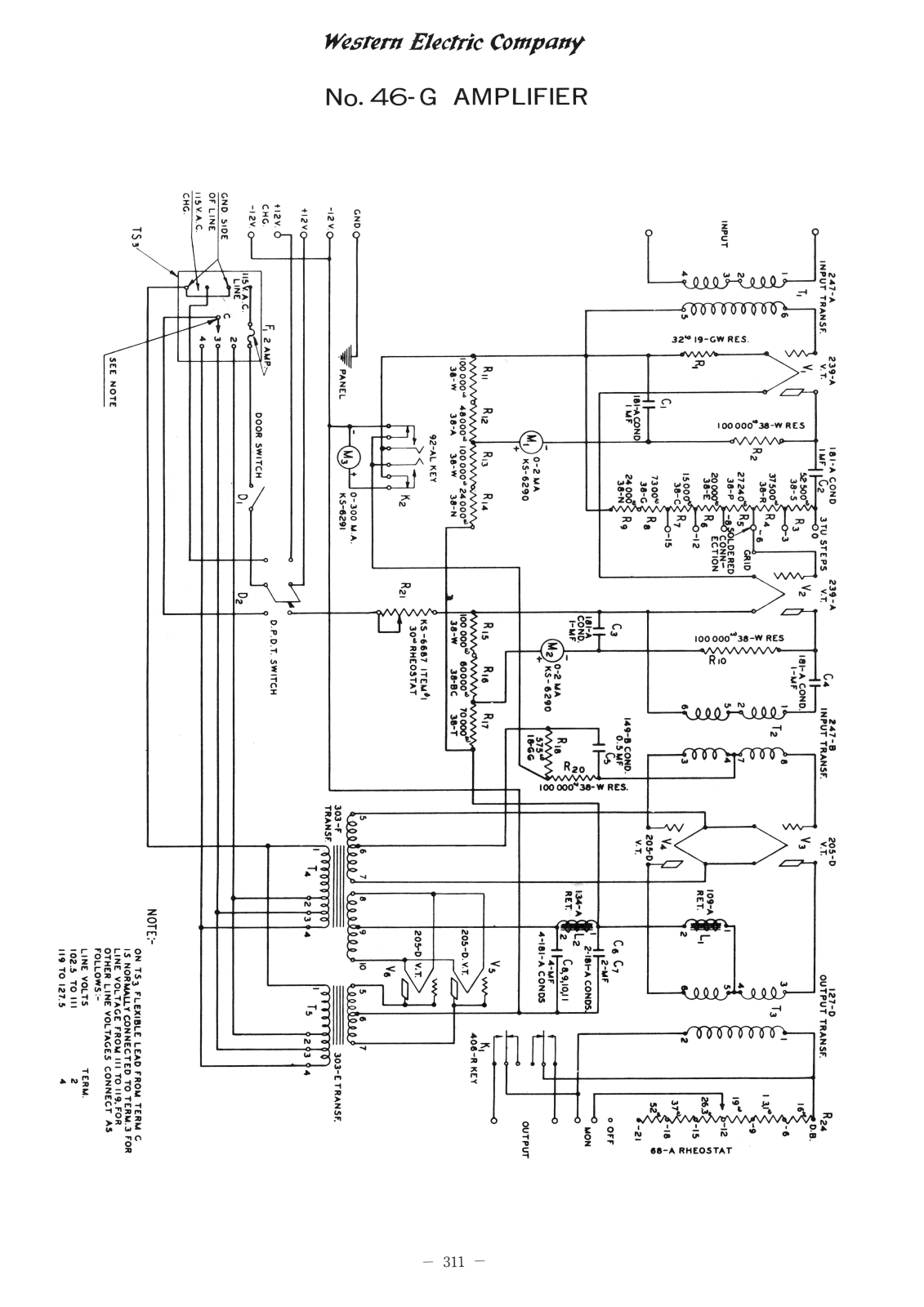 Western Electric 46-G Schematic