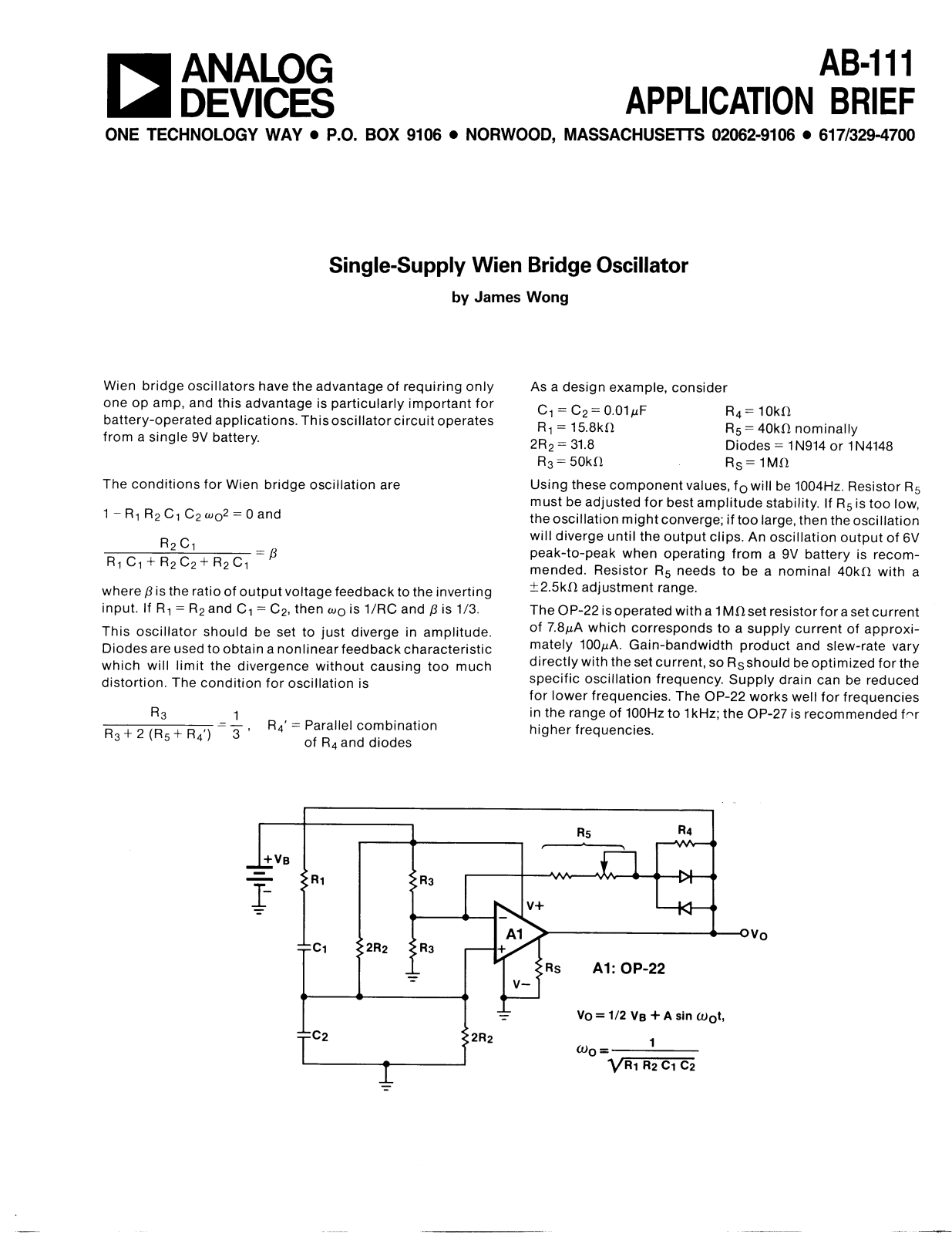 Analog Devices AB111 Application Notes