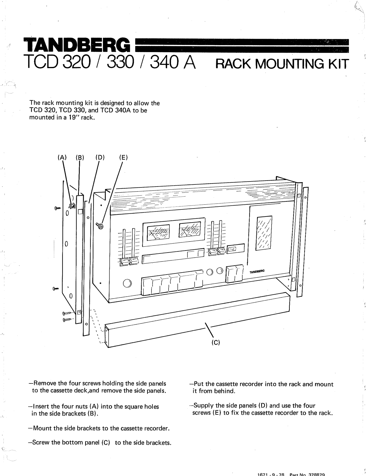 Tandberg TCD-340-A Owners manual