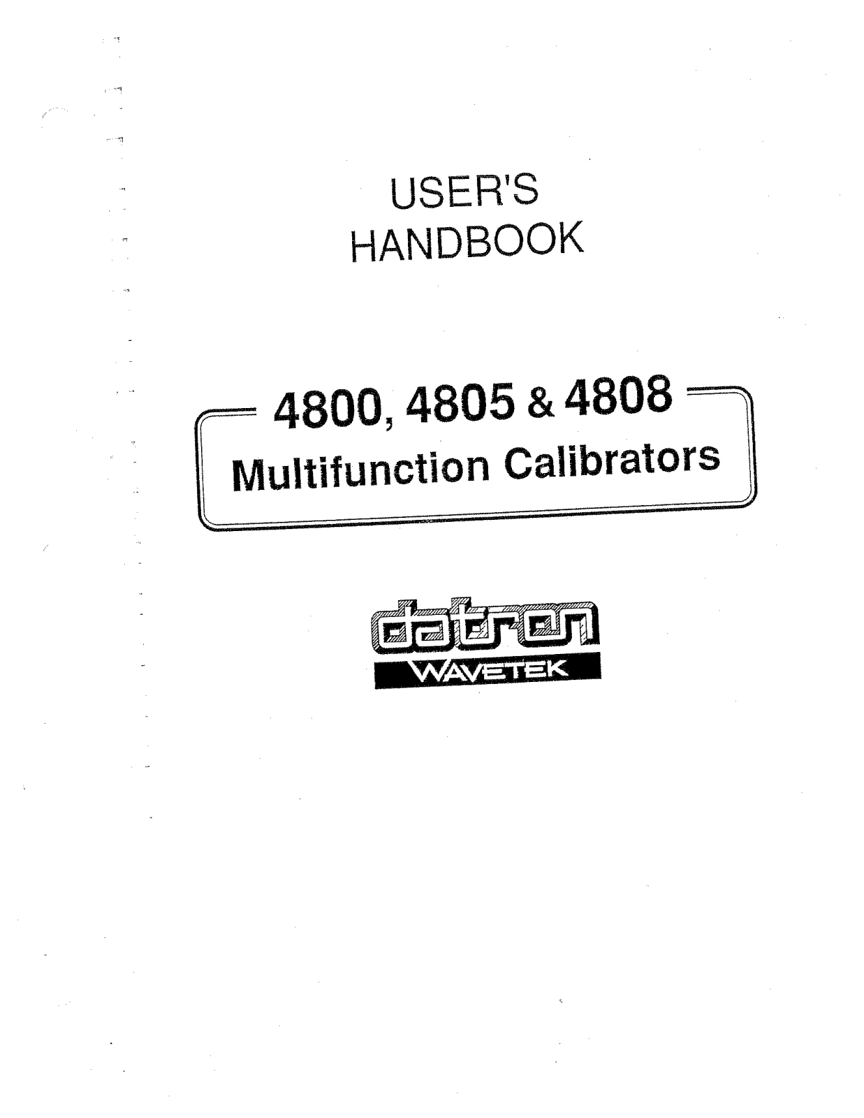 Datron Instruments 4808, 4805, 4800 User Manual