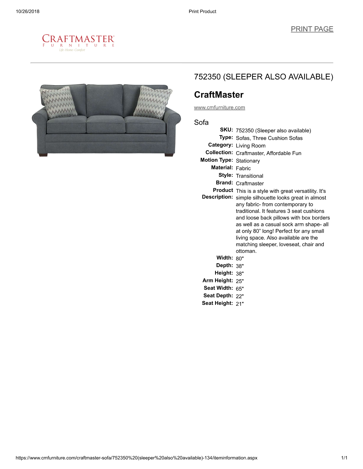 Craftmaster W004236709 Specifications - ManualMachine.com