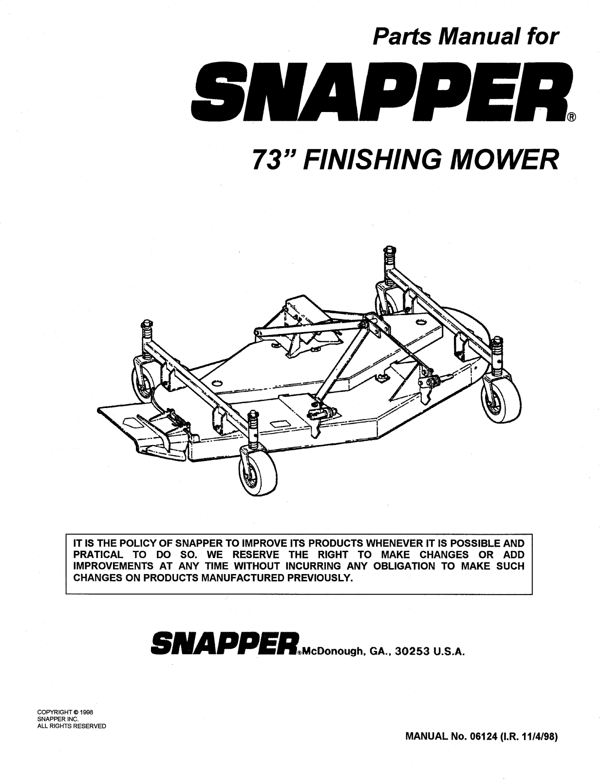 Snapper 6124 User Manual