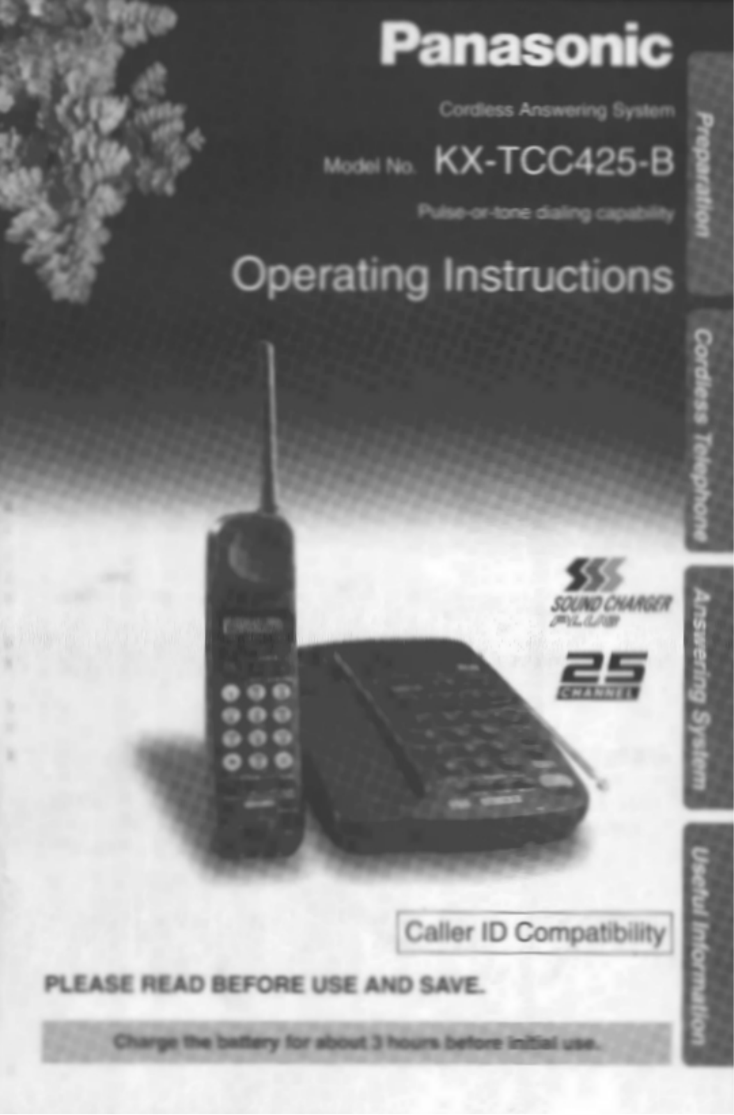 Panasonic kx-tcc425 Operation Manual