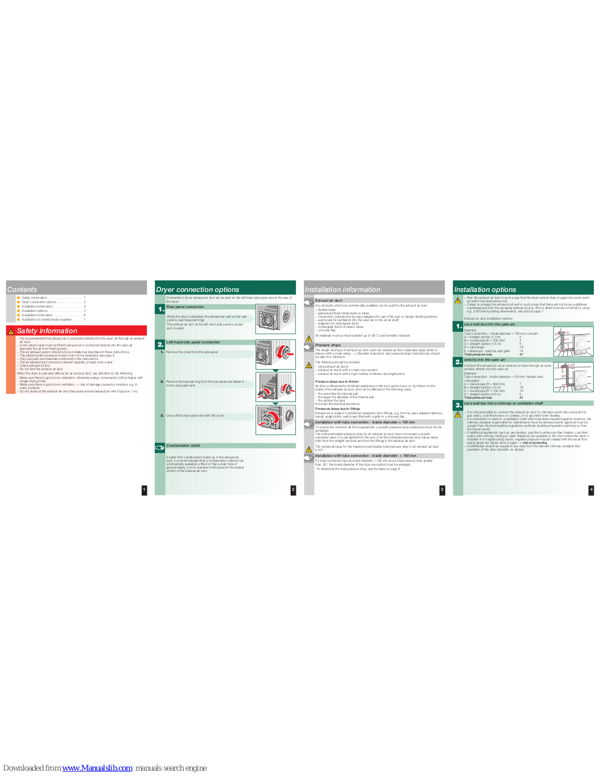 CONSTRUCTA Tumble dryer Installation Instructions Manual