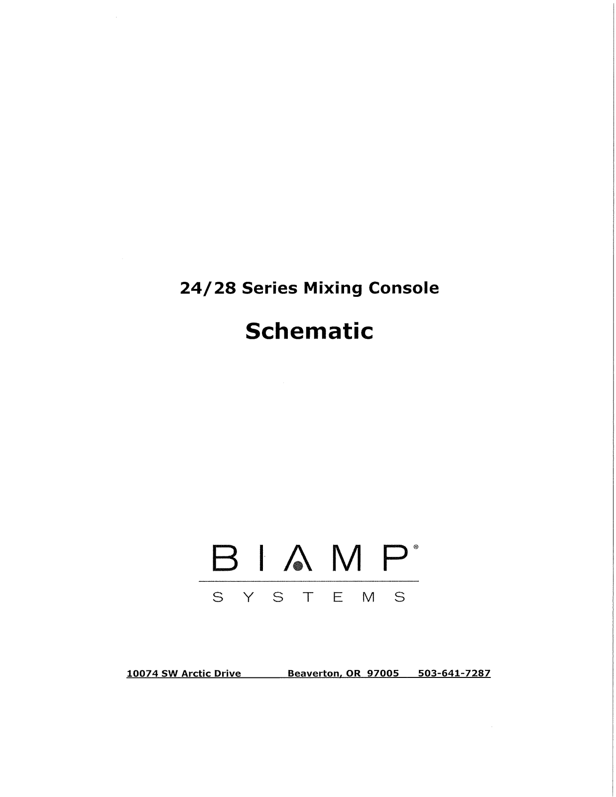 Biamp 24-28 SERIES MIXING CONSOLE User Manual