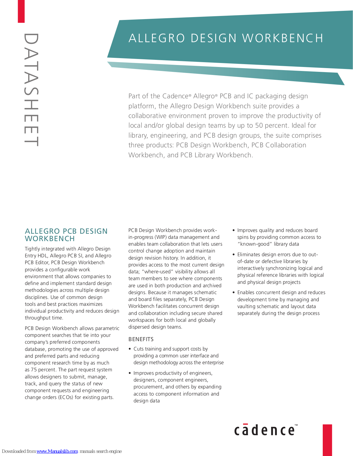 Cadence ALLEGRO DESIGN WORKBENCH Datasheet