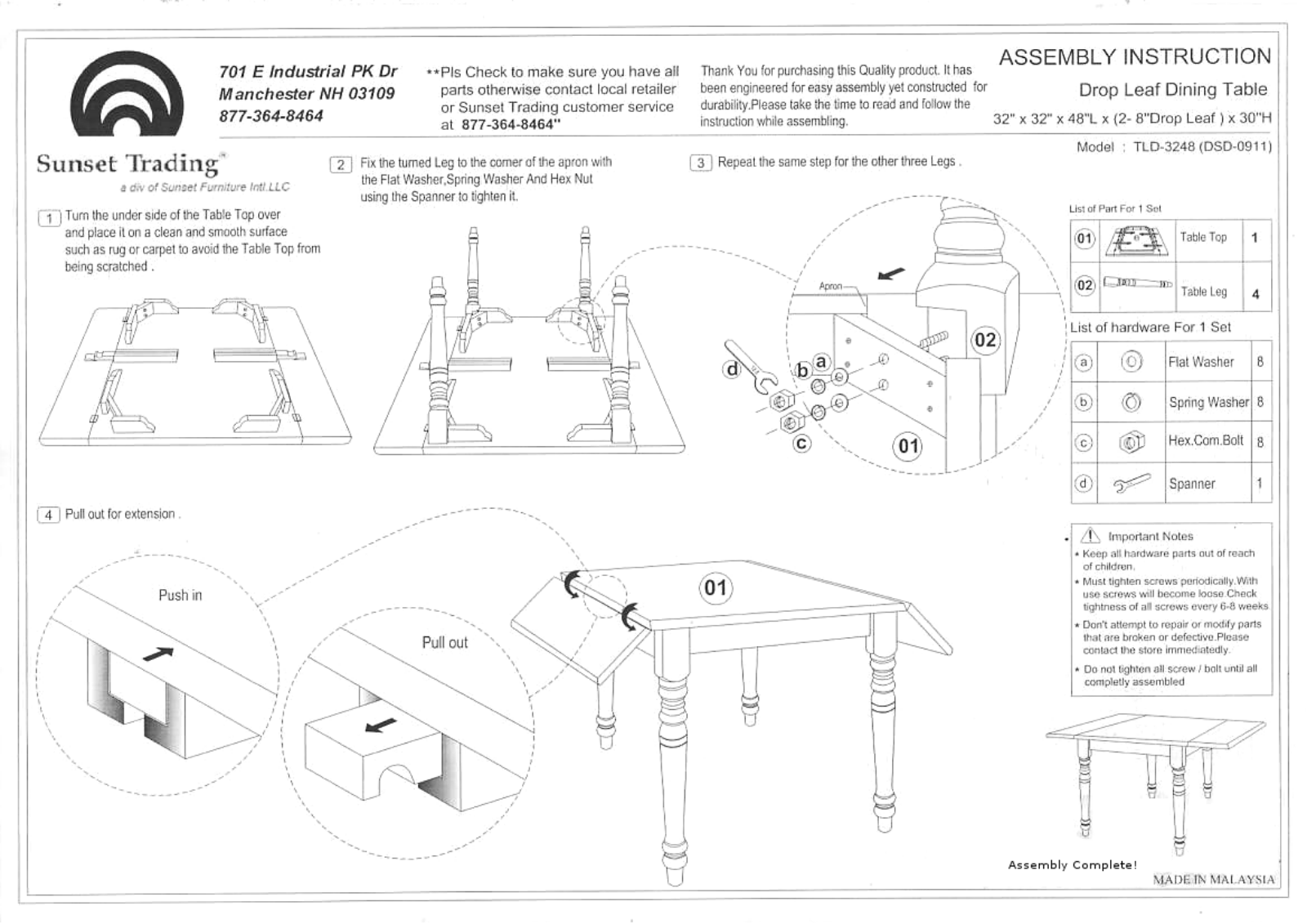 Sunset Trading TG10923 w - ManualMachine.com