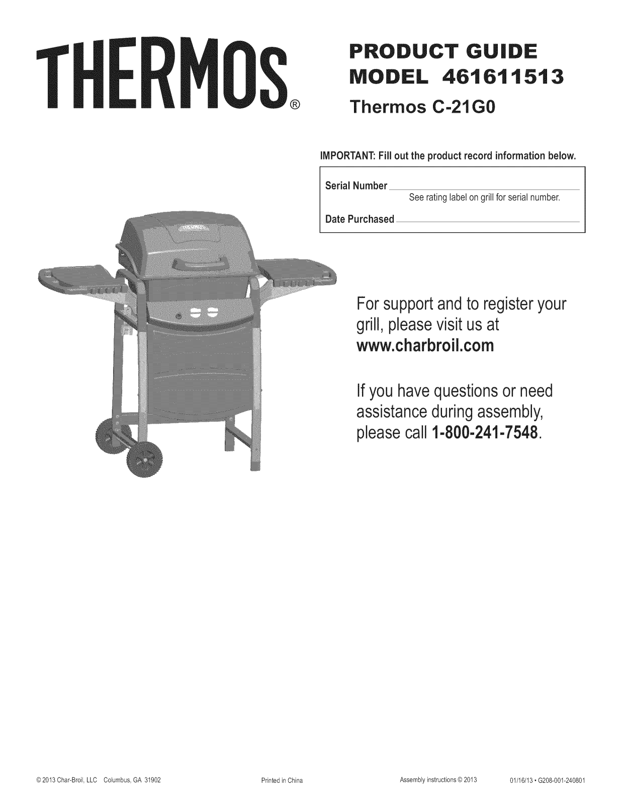 Thermos C-21G0, 461611513 Owner’s Manual