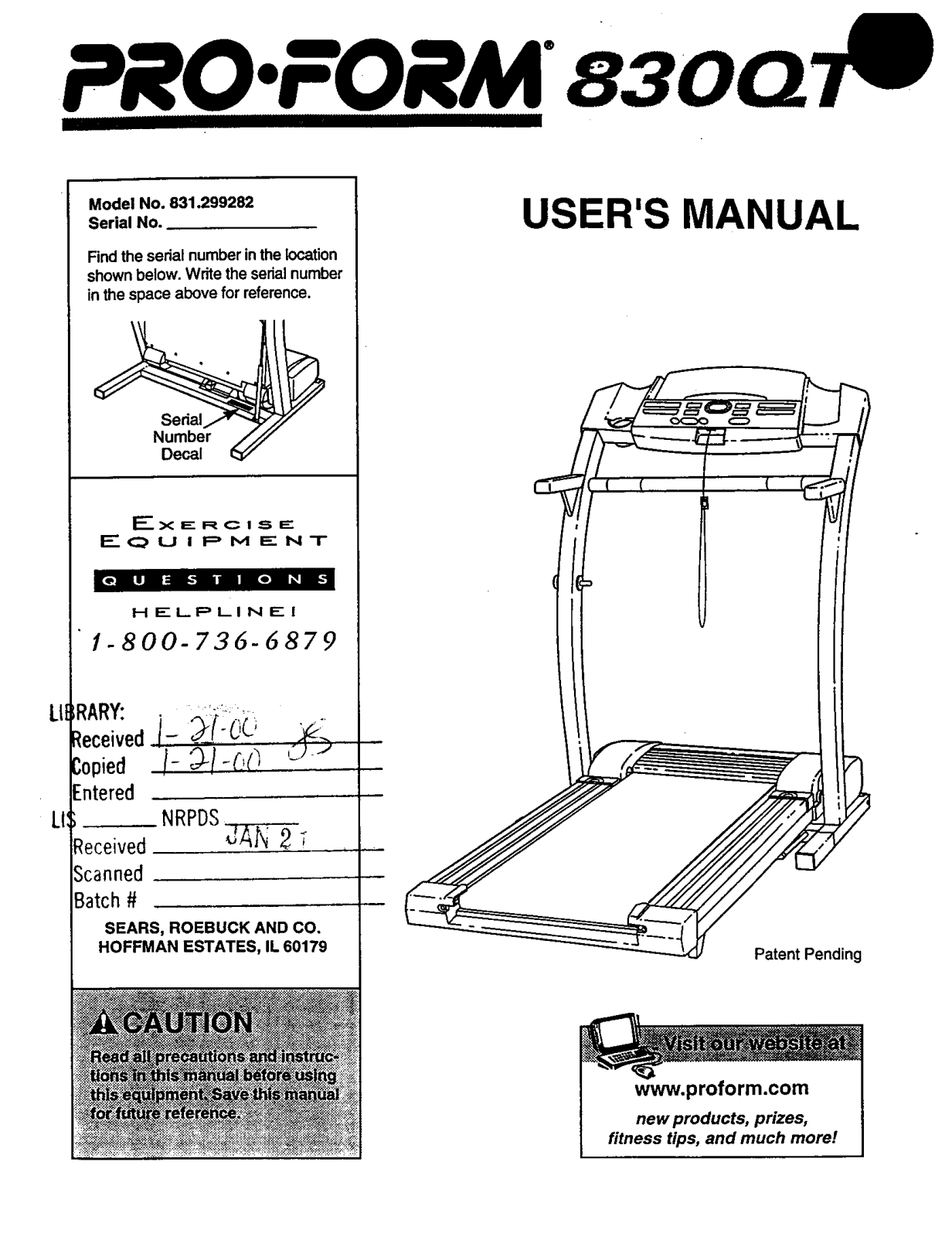 Proform 831299282 Owner’s Manual