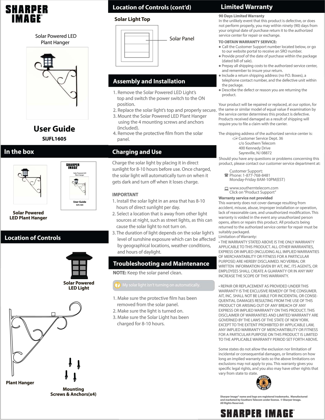 Sharper image SIJFL1605 User Manual