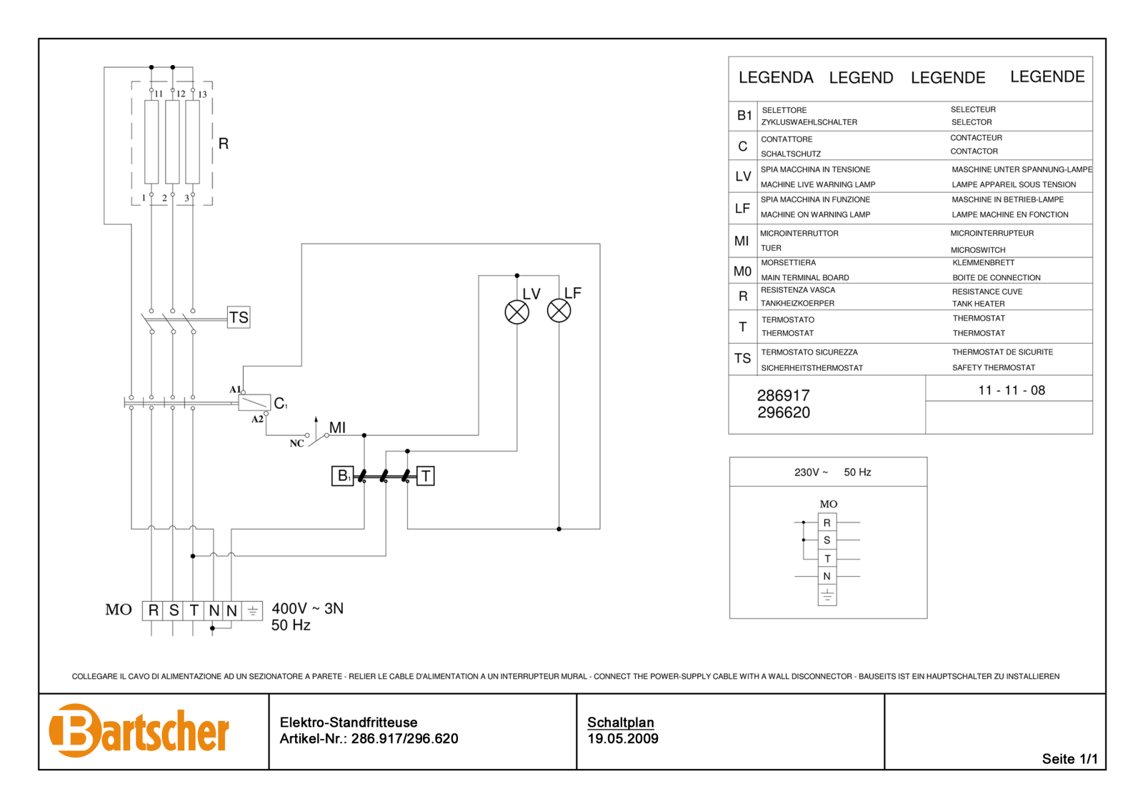 Bartscher 296.620 User Manual